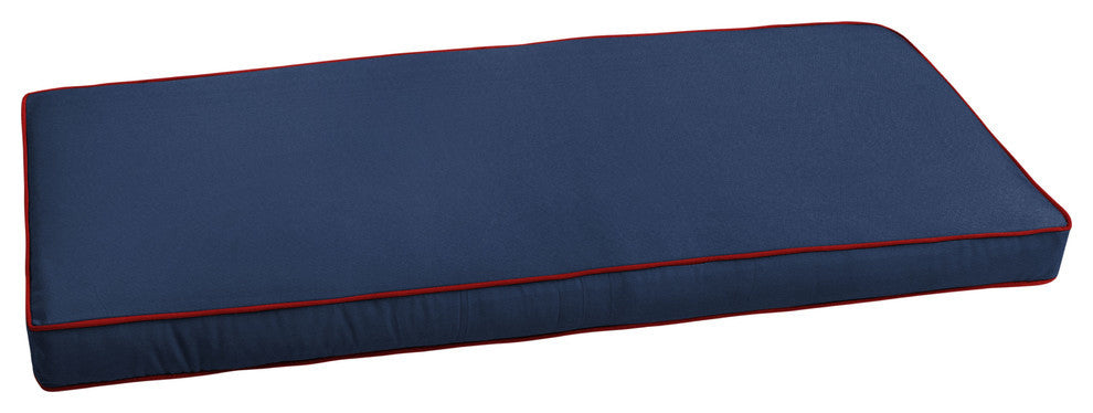 Sunbrella Navy Blue With Jockey Red Outdoor Bench Cushion 37-48", Corded