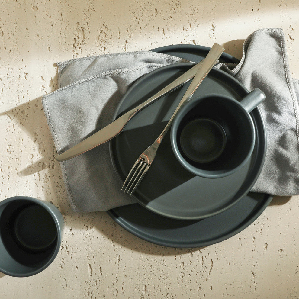 Stone Lain Celina Stoneware 32 Piece Dinnerware Set, Gray Matte