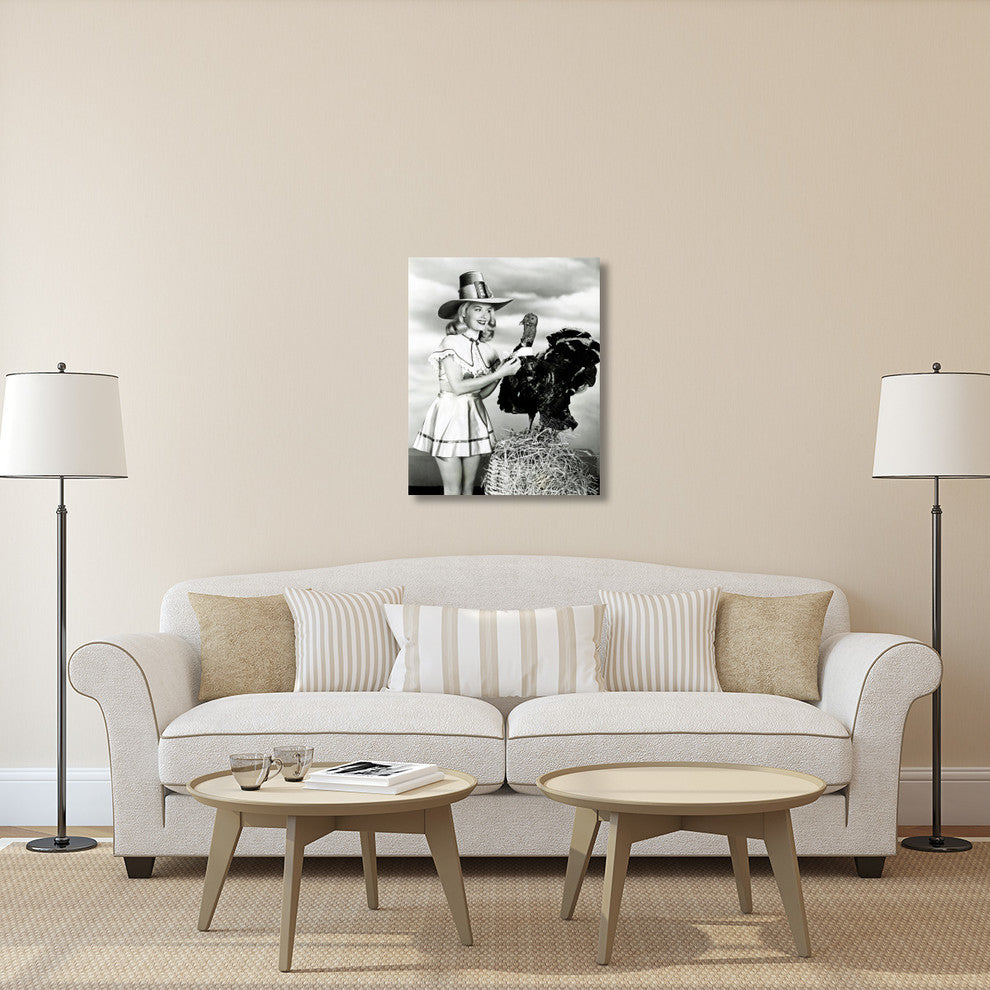 "Doris Day with a Thanksgiving Turkey" Canvas by Hollywood Photo Archive, 29x36"