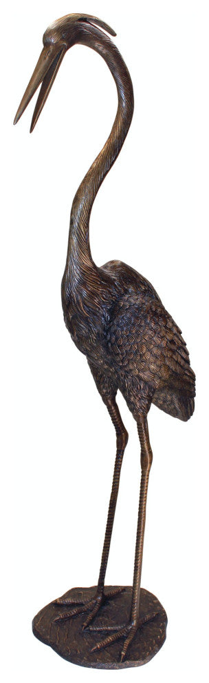 Grande Heron Head High Bronze Statue
