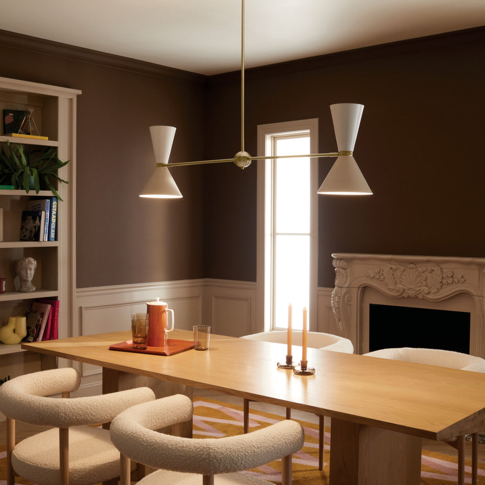 Phix 4 Light Chandelier Linear, Single, Champagne Bronze and Greige