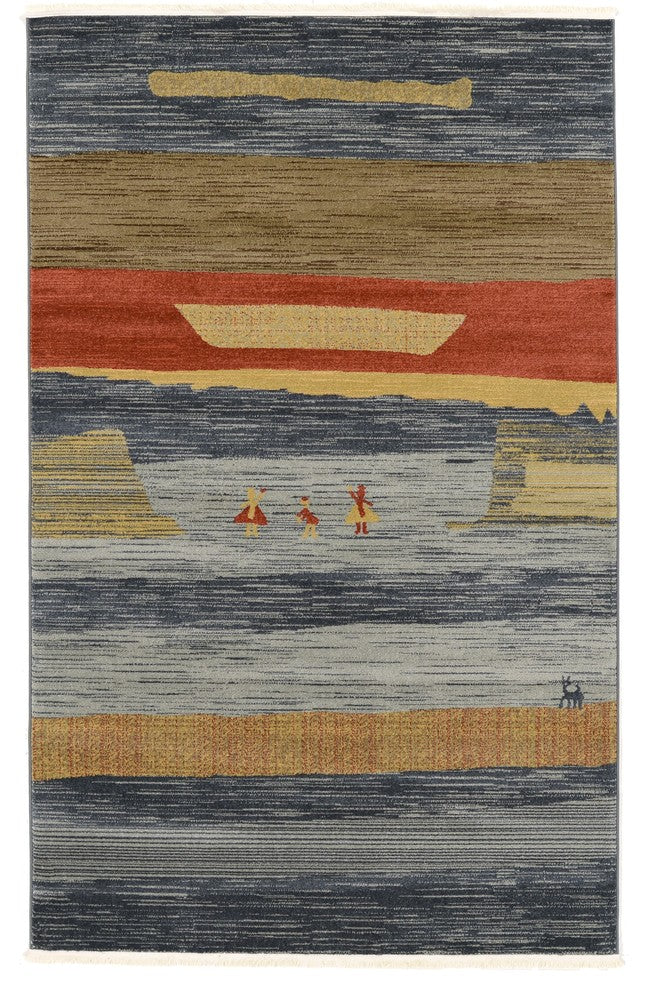 Unique Loom Navajo Fars Rug, Blue, 61 X 96