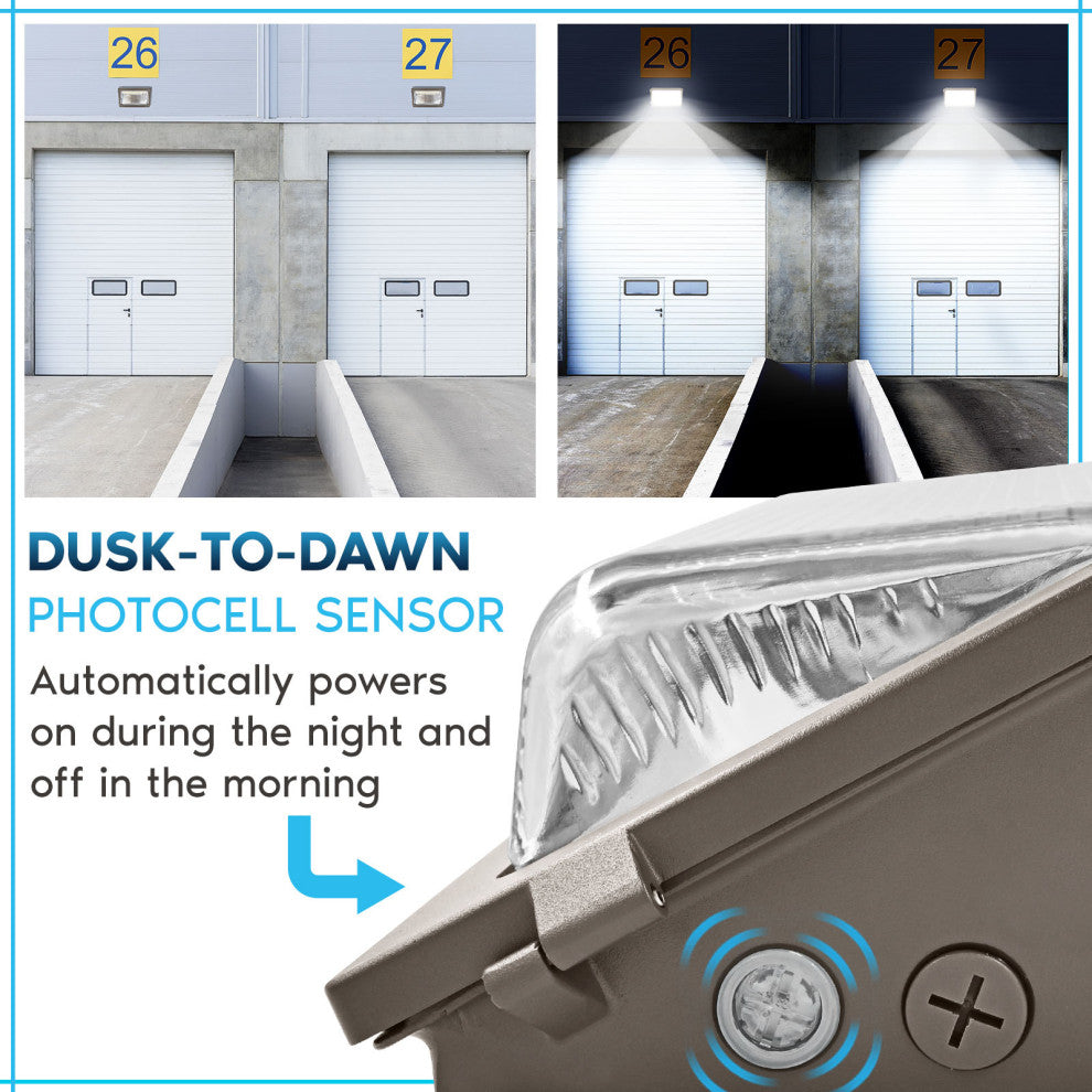 Luxrite LED Wall Pack with Photocell 75W Tunable 10125LM 3CCT 2-Pack