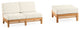 6-Piece Del Outdoor Teak Sectional Sofa Set & Sunbrella Cushions  Flower Yellow