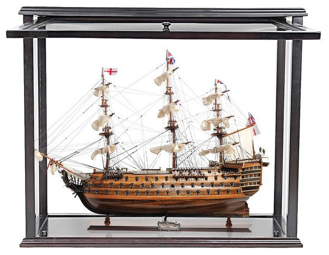 Old Modern Handicrafts T033B HMS Victory Midsize With Display Case Front Open