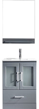 Zola 24" Single Bathroom Vanity Set, Gray, White Ceramic Countertop