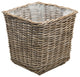 Rattan Kobo Square Planter With Plastic Liner, Gray