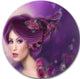 Woman With Purple Hair, Portrait Digital Art Round Metal Wall Art, 23"