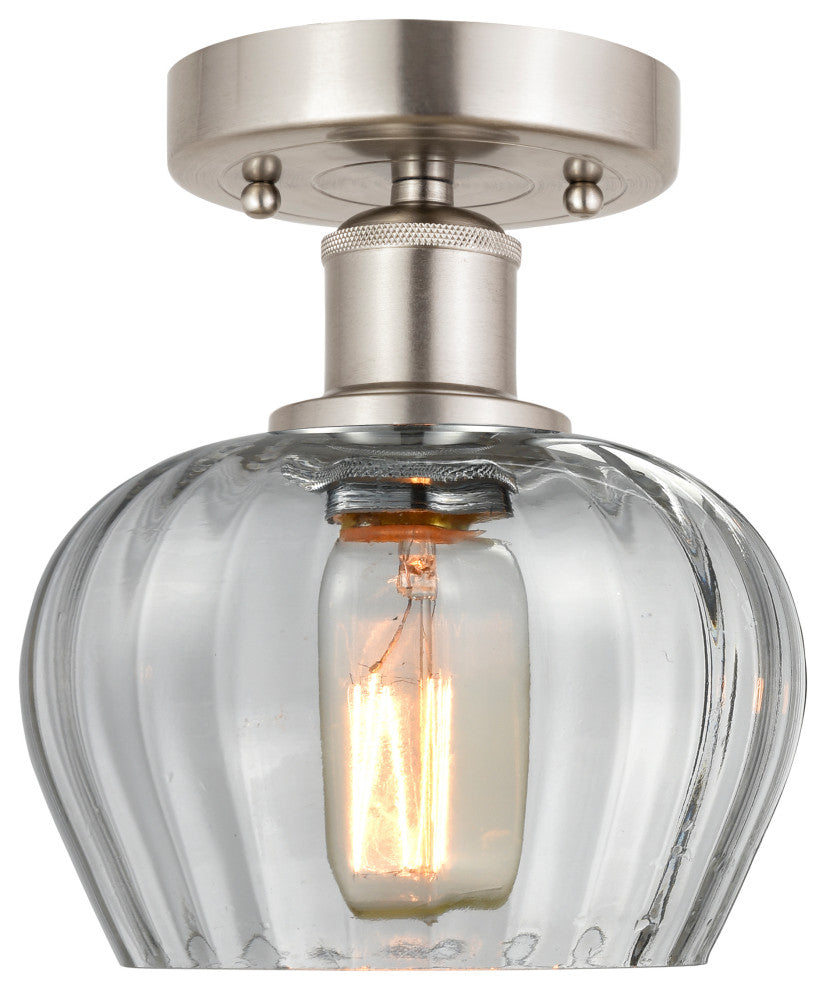 Innovations 616-1F-SN-G92 Fenton 1 Light Semi-Flush Mount, Brushed Satin Nickel