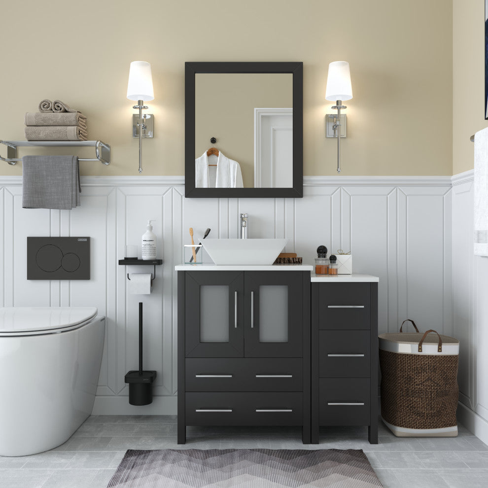 Vanity Art Bathroom Vanity Set With Sink, Espresso, 36", Led Sensor-Switch Mirror