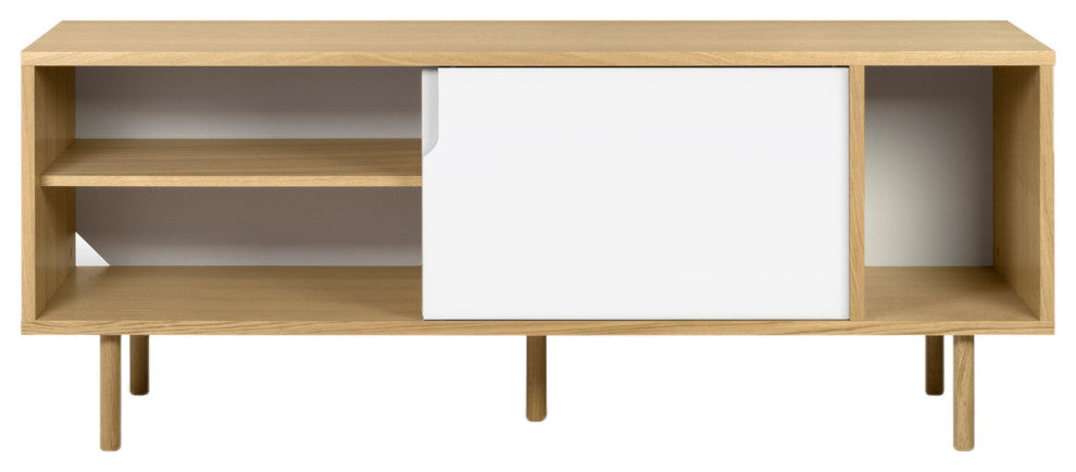 Modern Two Tone Wood Sideboard, Oak White, Oak Leg