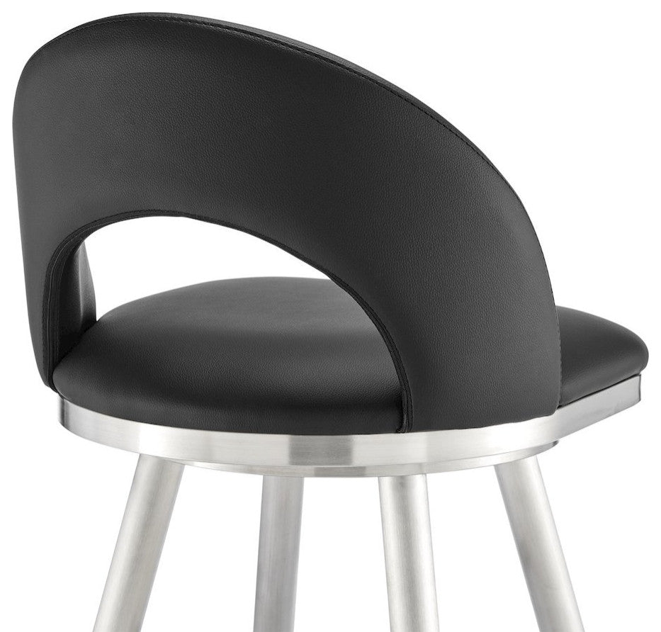 Charlotte Swivel Counter or Bar Stool in Faux Leather and Metal