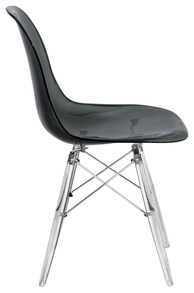 LeisureMod Dover Molded Side Chair With Acrylic Base, Set of 2