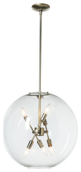 Sfera 6-Light Pendant, Modern Brass Finish, Clear Glass