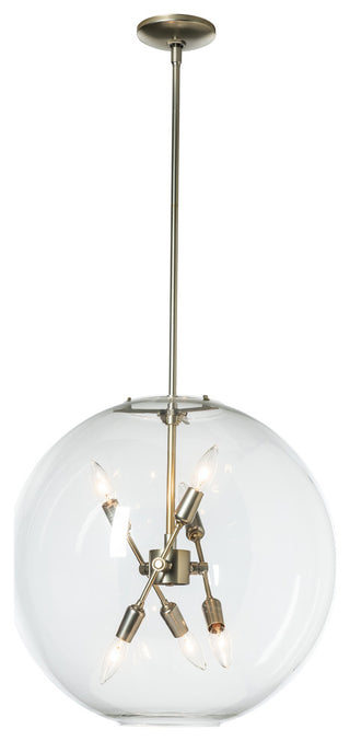 Sfera 6-Light Pendant, Modern Brass Finish, Clear Glass