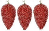 3 Pieces 10" Glitter Pinecone Christmas Ornament Ball, Red