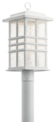 Beacon Square 1 Light Outdoor Post Mount in White with Clear Hammered Glass