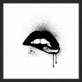 Marmont Hill, "Black Drip Lips" by Amanda Greenwood Framed Painting Print, 12x12