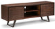 Industrial TV Stand, Metal Legs and Acacia Wood Body, Distressed Charcoal Brown