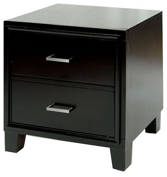 Benzara BM168973 2 Drawer Night Stand, Espresso Brown