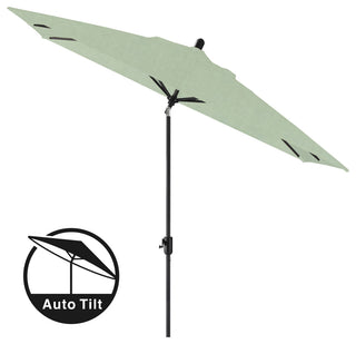 10'x6.5' Rectangular Auto Tilt Market Umbrella, Black Frame, Sunbrella, Spa