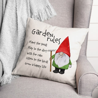Garden Gnome Rules 3 20x20 Spun Poly Pillow
