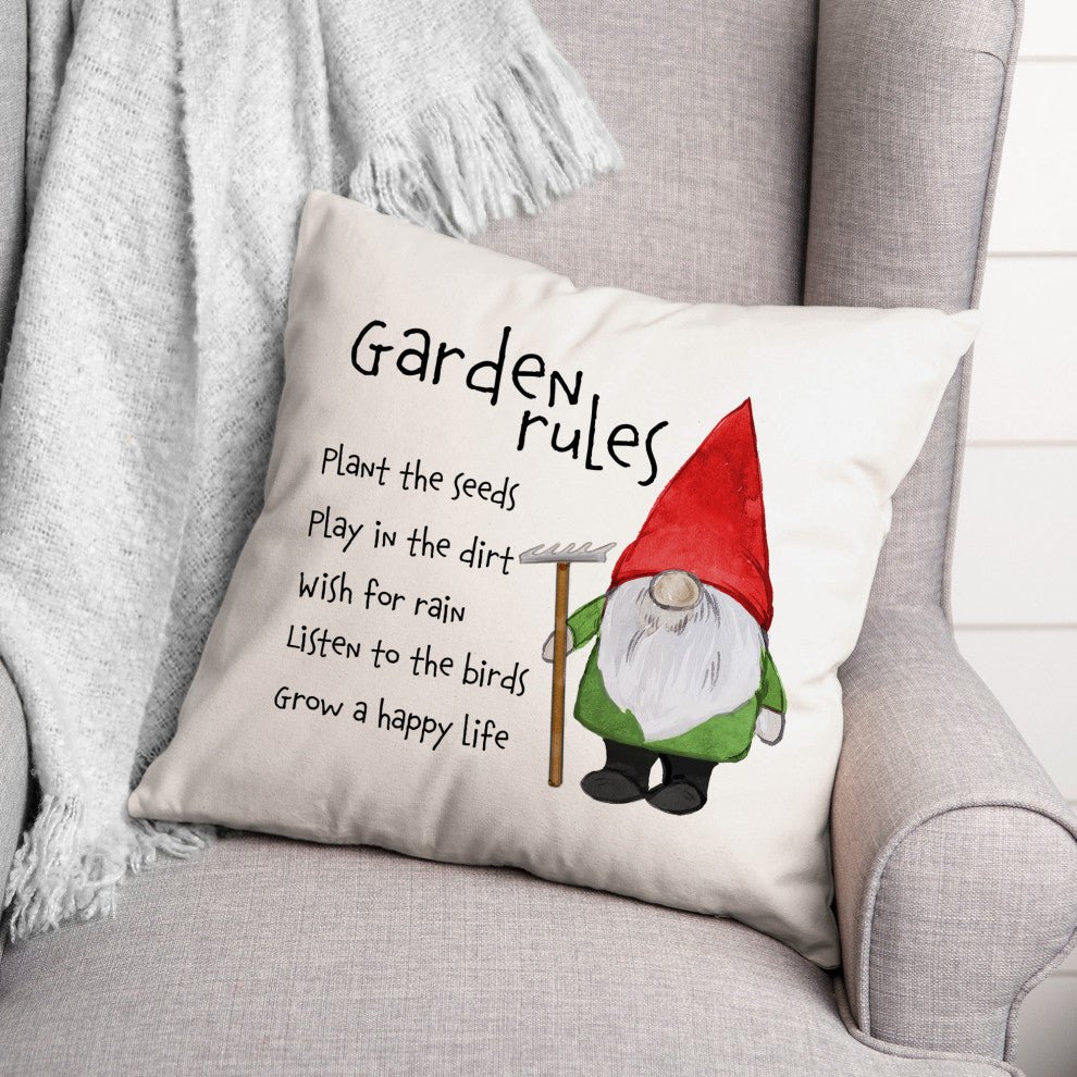 Garden Gnome Rules 3 20x20 Spun Poly Pillow