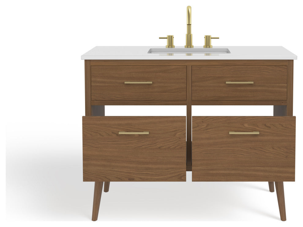 The Richmond Bathroom Vanity, Walnut, 42", Single Sink, Freestanding