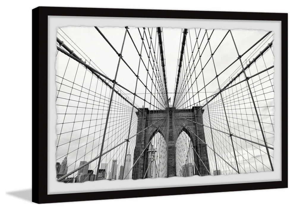 "Brooklyn Bridge Arches" Framed Painting Print, 30x20