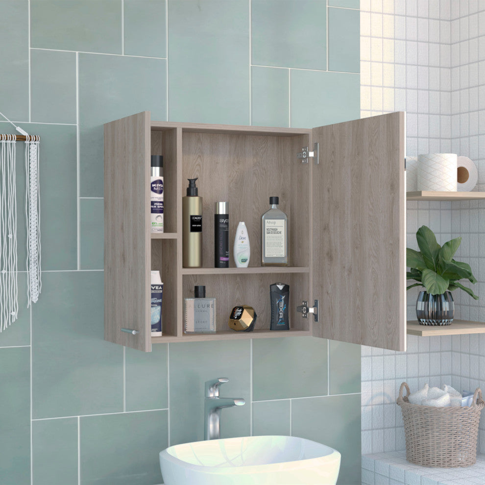 DEPOT E-SHOP Harbor Medicine Cabinet, Light Gray