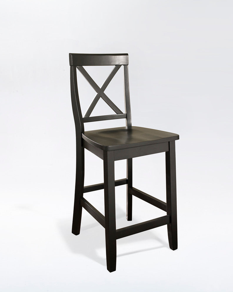 X-Back Barstool, 24" Seat Height, Set of 2, Black