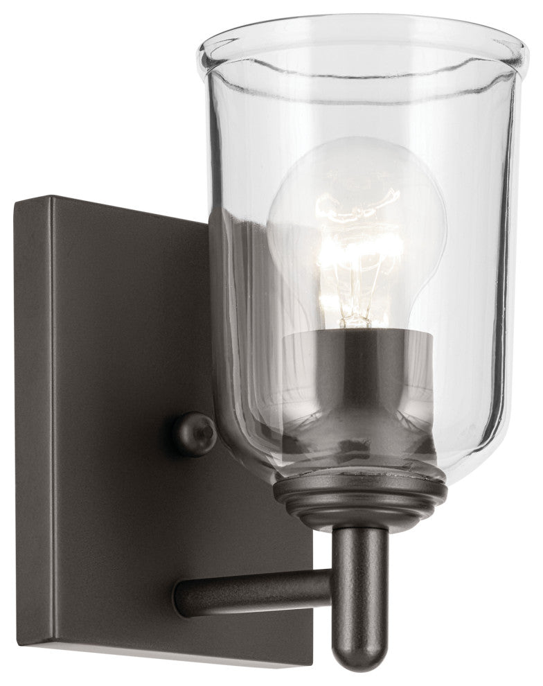 Shailene 5" 1-Light Wall Sconce With Clear Glass, Olde Bronze