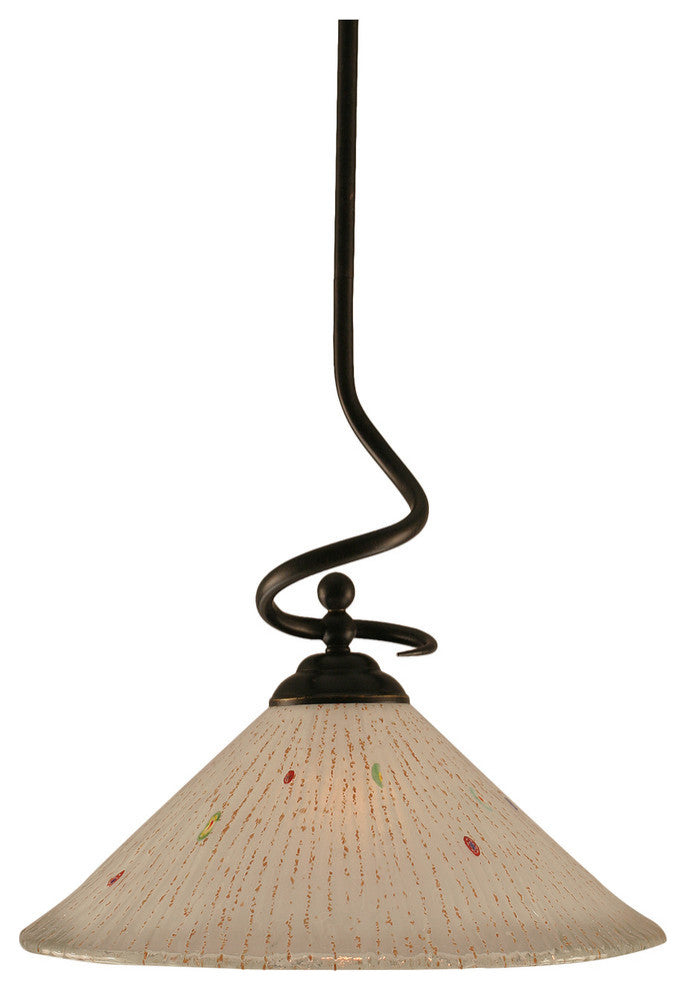 Capri Stem Pendant In Dark Granite, 16" Frosted Crystal Glass