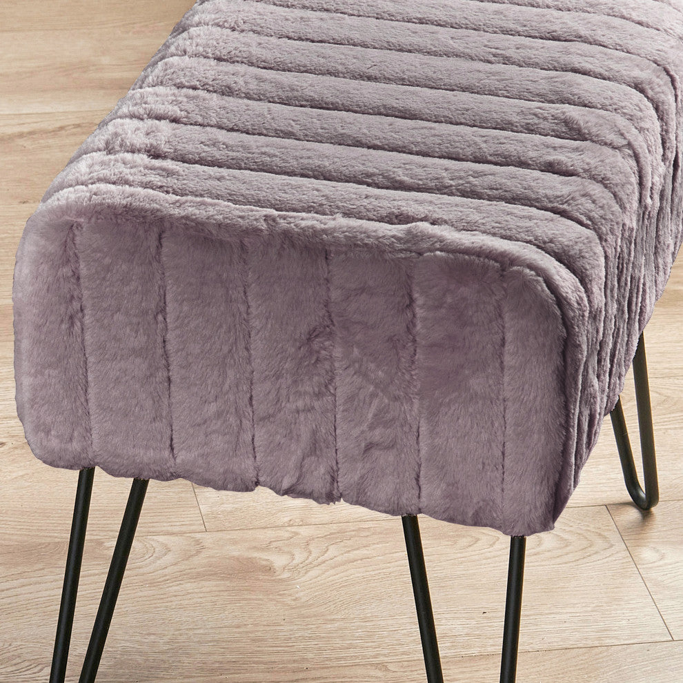 Serenta Super Mink Ottoman, Charcoal, 19''x13''x17''