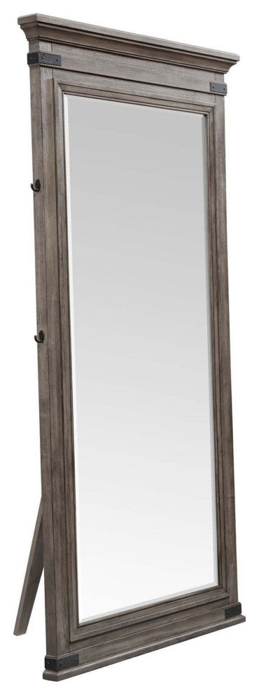 Forge 37" Wide Floor Mirror, Brushed Steel
