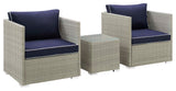 Repose 3-Piece Outdoor Patio Sectional Set Light Gray Navy