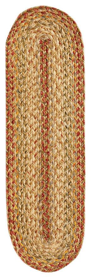 Homespice Decor Harvest Jute Braided Stair Tread 8" x 28" (Oval)