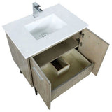 Lancy Modern Rustic Acacia 30" Square Sink Bathroom Vanity, Labaro Brushed Nicke