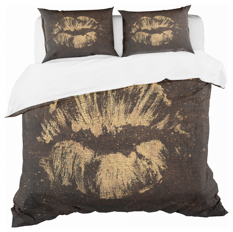 Gold Fashions Lips Glam Duvet Cover Set, Twin