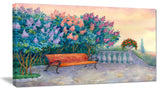 Bench under Flowering Lilac, Landscape Canvas Art Print, 40x20