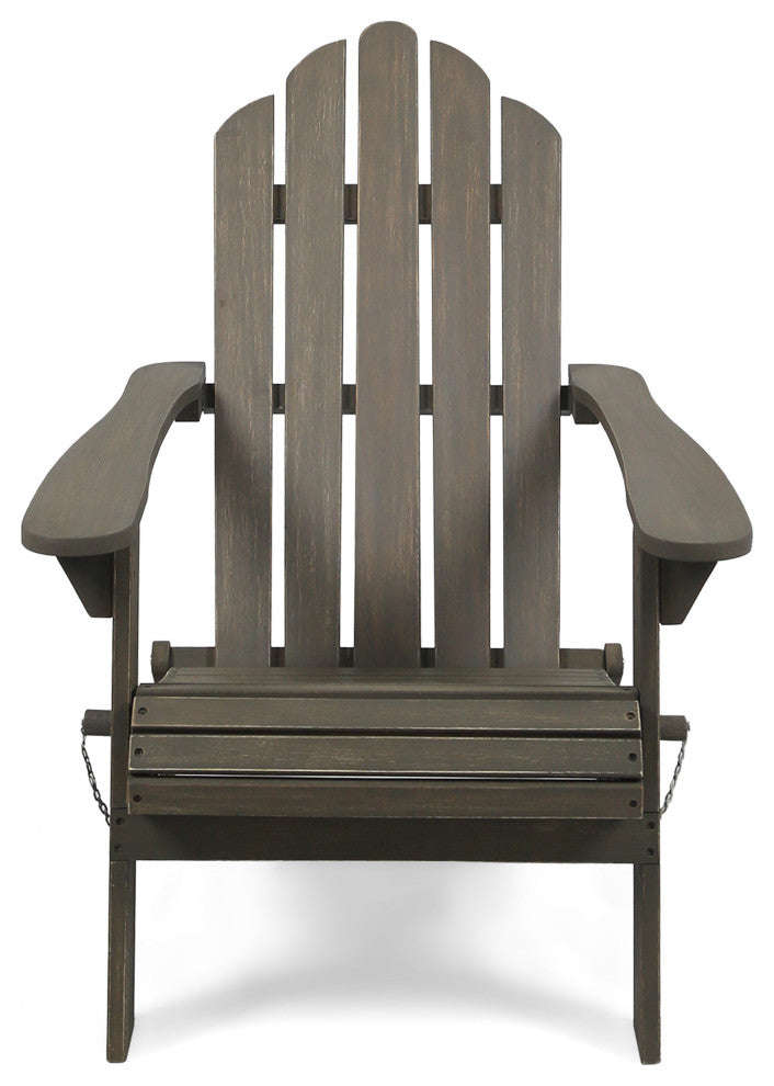 Cara Outdoor Foldable Adirondack Chairs, Set of 2, Gray