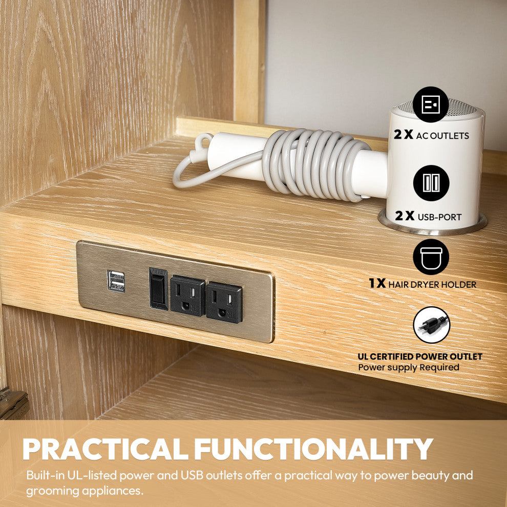 Gara Bath Vanity, Stone Top, Washed Ash Grey, 72", Double Vanity, No Mirror