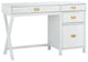Contemporary Desk, X-Leg & 4 Spacious Drawers With Metal Pull Handles, White