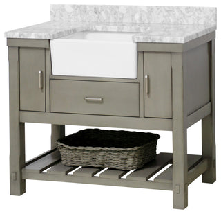 Charlotte 42" Bathroom Vanity, Weathered Gray, Carrara Marble