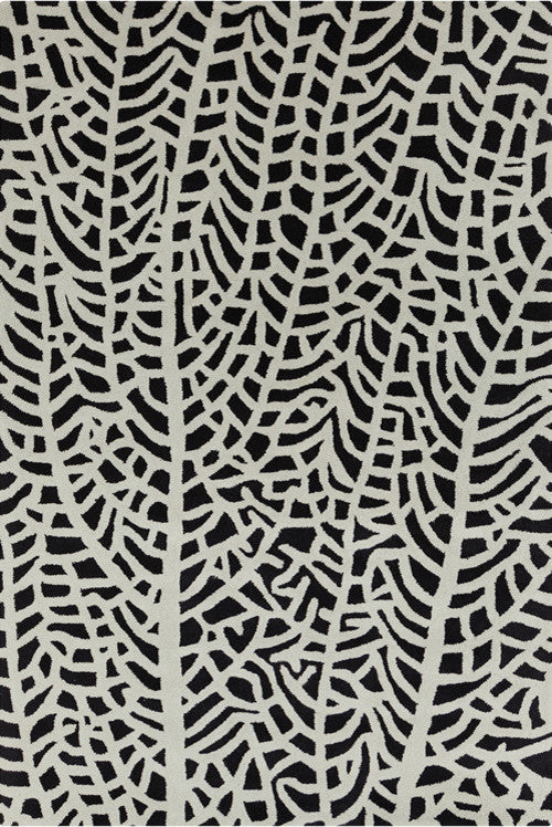 Stella Contemporary Area Rug, Black and Ivory, 5''x7''6"