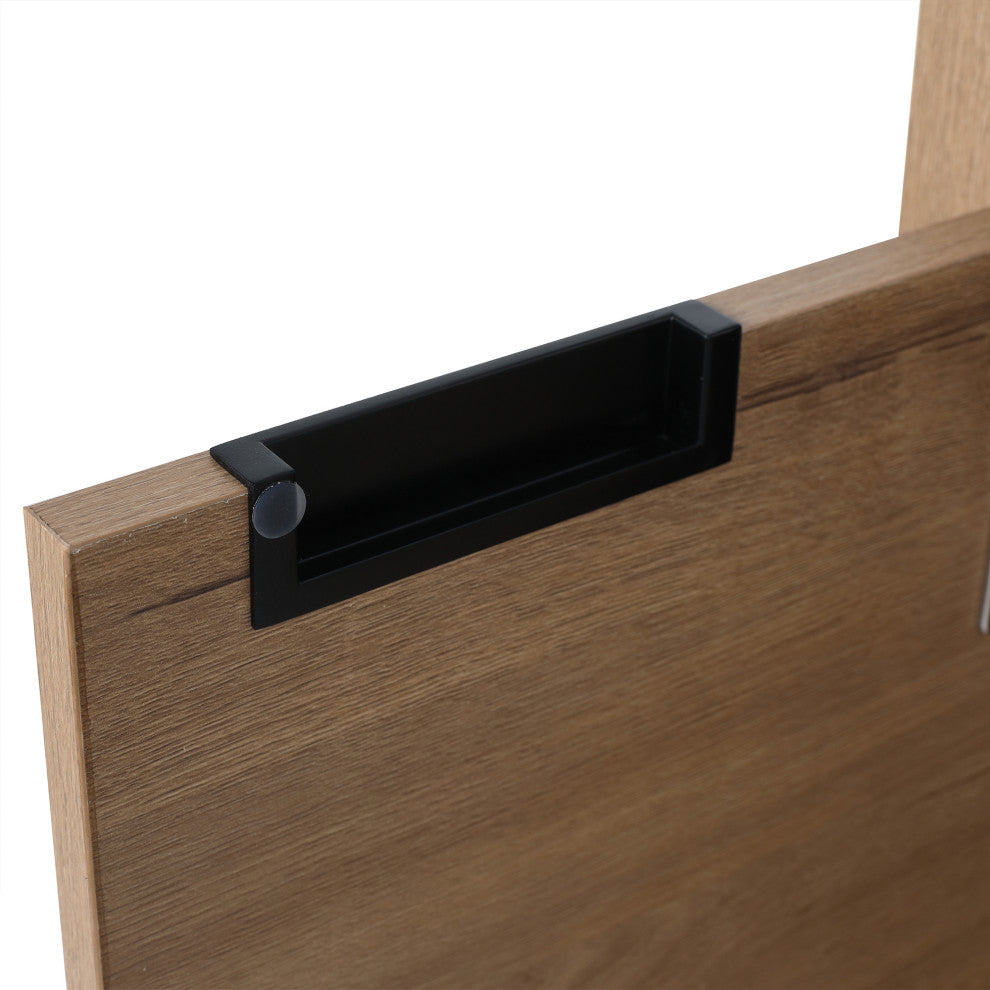 Bathroom Vanity With White Resin Top and Basin, Imitative Oak, 24x18