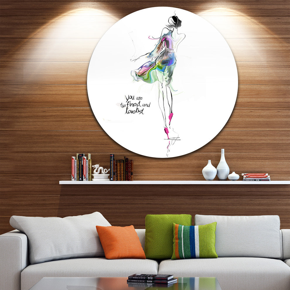 Young Woman Green Purple, Portrait Digital Art Round Wall Art, 11"
