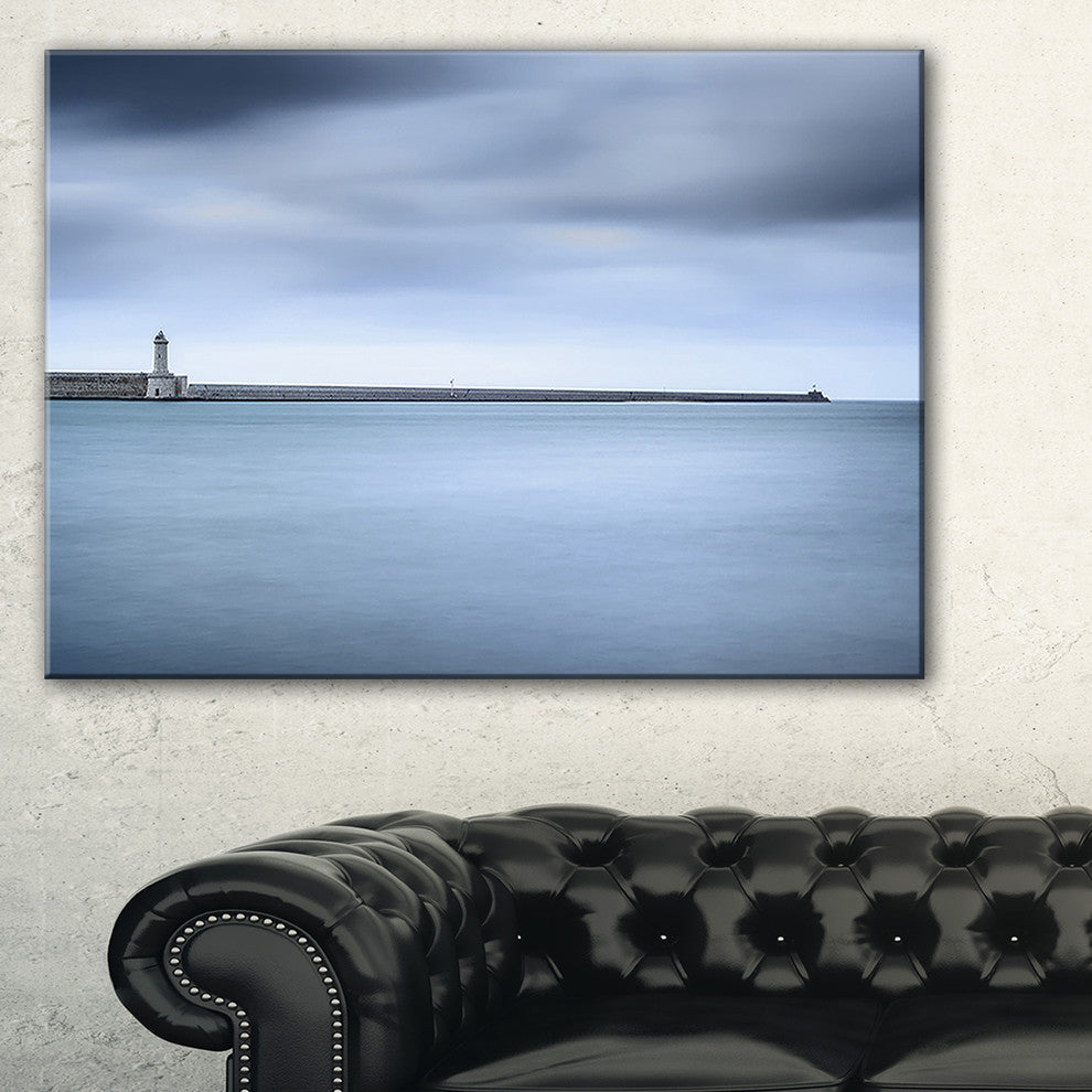 "Breakwater and Soft Water Under Clouds" Landscape Wall Art, 40"x30"