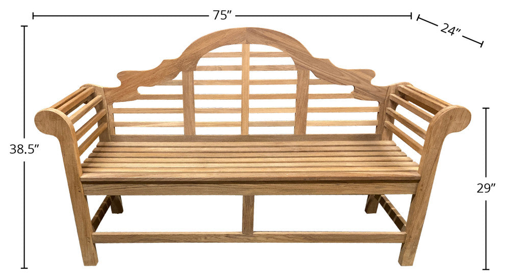 Lutyens Teak Bench, Natural, 6'