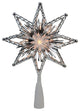 8" Retro Silver Tinsel 8-Point Star Christmas Tree Topper - Clear Lights